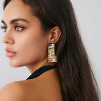 Thumbnail for Abstract Pleated Ribbon Pearl Stud Earrings - ArtGalleryZen