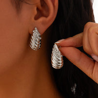 Thumbnail for Abstract Rhinestone Inlaid Conch Shaped Earrings