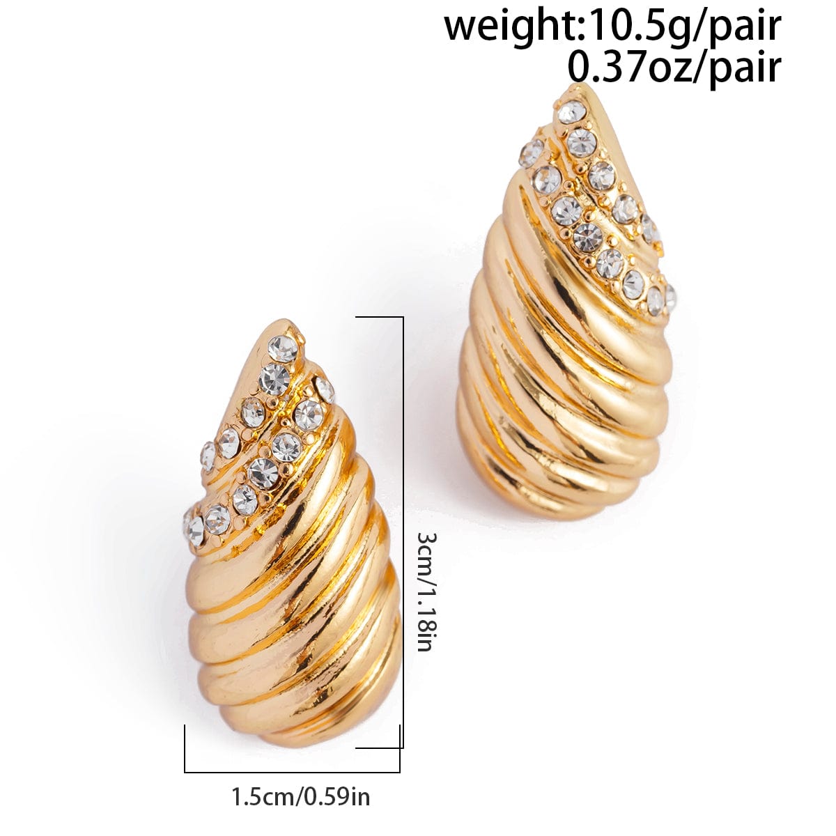 Abstract Rhinestone Inlaid Conch Shaped Earrings