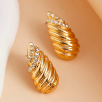 Thumbnail for Abstract Rhinestone Inlaid Conch Shaped Earrings