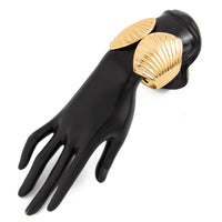 Thumbnail for Abstract Shell Shaped Wide Cuff Bangle Bracelet - ArtGalleryZen