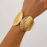 Thumbnail for Abstract Shell Shaped Wide Cuff Bangle Bracelet - ArtGalleryZen