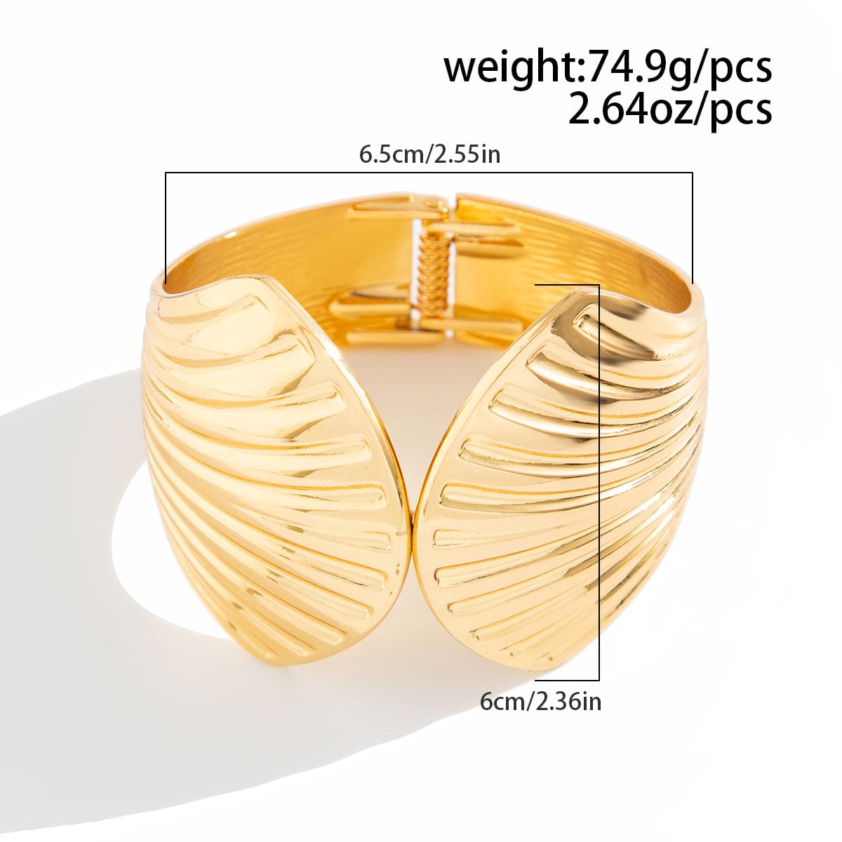 Abstract Shell Shaped Wide Cuff Bangle Bracelet - ArtGalleryZen