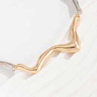 Thumbnail for Abstract Two Tone Wave Ribbon Collar Necklace