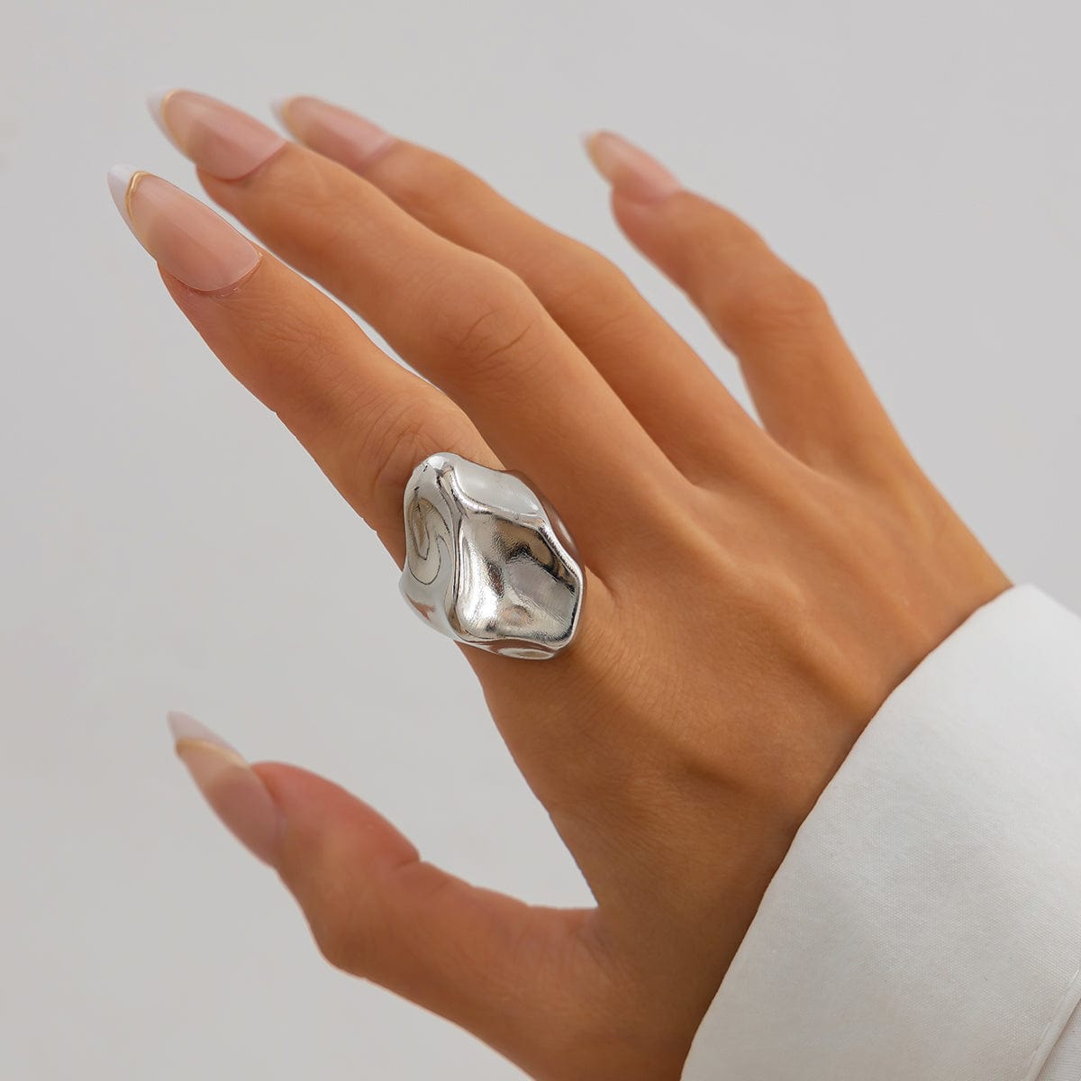 Abtract Irregular Liquid Waterdrop Open Ring