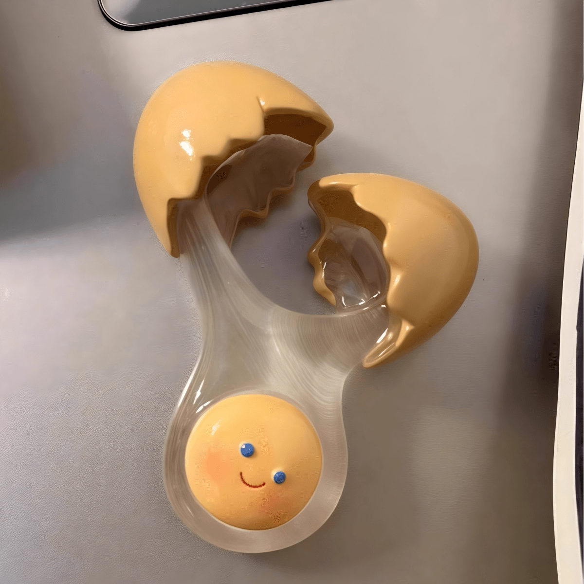 Adorable Smiling Broken Egg Fridge Magnet - ArtGalleryZen