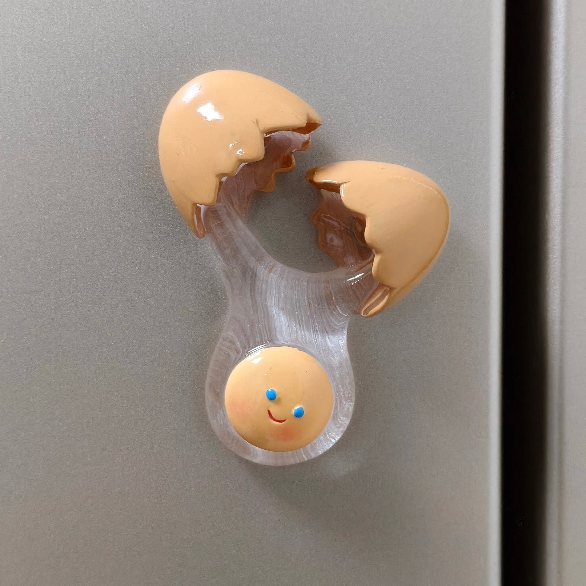 Adorable Smiling Broken Egg Fridge Magnet - ArtGalleryZen