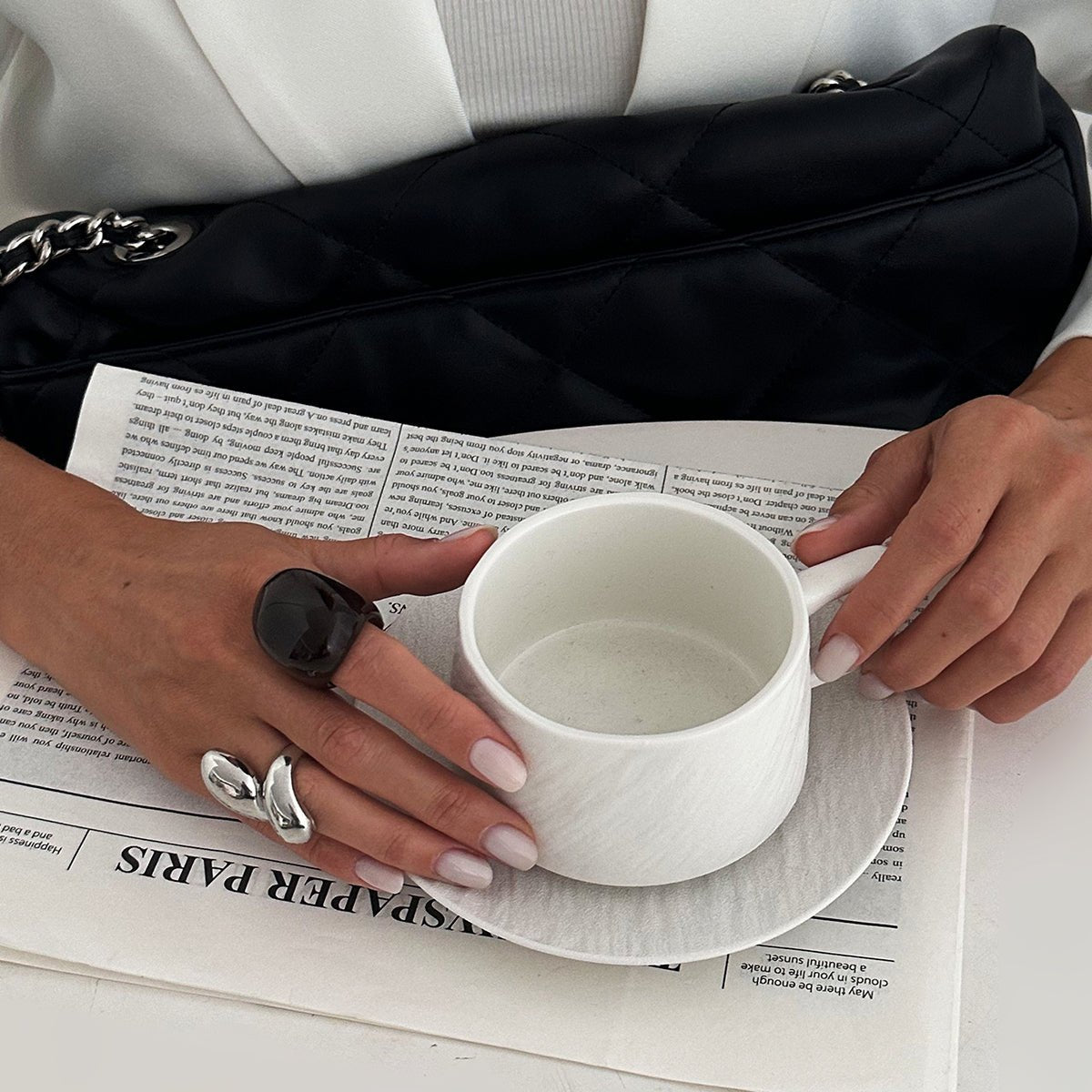 Amber Resin Ring Set 2pcs - Waterdrop Statement Rings for Women - ArtGalleryZen