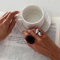 Thumbnail for Amber Resin Ring Set 2pcs - Waterdrop Statement Rings for Women - ArtGalleryZen