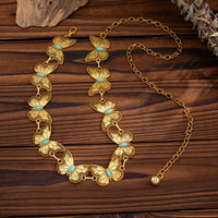 Thumbnail for Antique Gold Silver Plated Turquoise Inlaid Butterfly Waist Chain - ArtGalleryZen