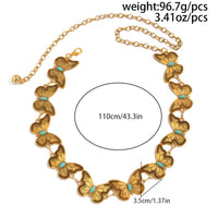 Thumbnail for Antique Gold Silver Plated Turquoise Inlaid Butterfly Waist Chain - ArtGalleryZen