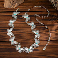 Thumbnail for Antique Gold Silver Plated Turquoise Inlaid Butterfly Waist Chain - ArtGalleryZen