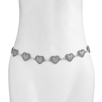 Thumbnail for Antique Gold Silver Tone Carved Heart Waist Chain - ArtGalleryZen