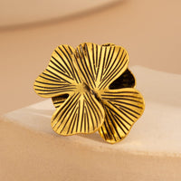 Thumbnail for Antique Gold Silver Tone Chunky Textured Flower Ring - ArtGalleryZen