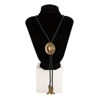 Thumbnail for Antique Gold Silver Tone Cowboy Hat Boots Charm PU String Y Necklace - ArtGalleryZen