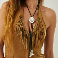 Thumbnail for Antique Gold Silver Tone Cowboy Hat Boots Charm PU String Y Necklace - ArtGalleryZen