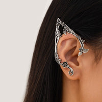 Thumbnail for Antique Gold Silver Tone Floral Leaf Ear Cuff Climber Crawler Wrap Earrings