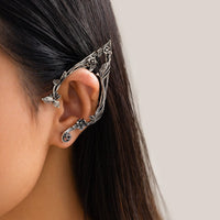 Thumbnail for Antique Gold Silver Tone Floral Leaf Ear Cuff Climber Crawler Wrap Earrings