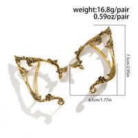 Thumbnail for Antique Gold Silver Tone Floral Leaf Ear Cuff Climber Crawler Wrap Earrings