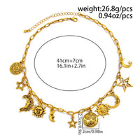 Thumbnail for Antique Gold Silver Tone Sun Moon Star Pendant Necklace - ArtGalleryZen