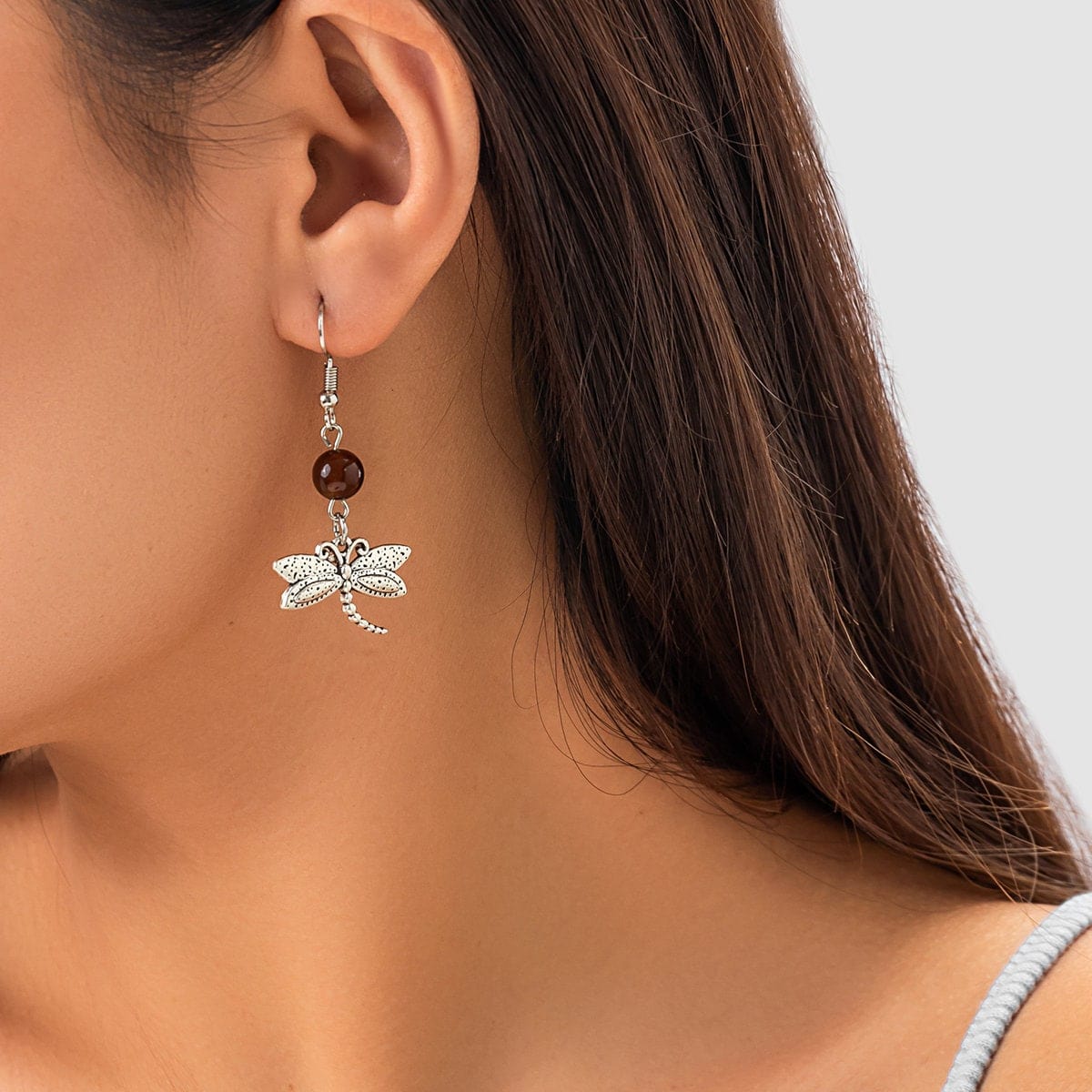 Antique Silver Dragonfly Dangle Earrings - ArtGalleryZen