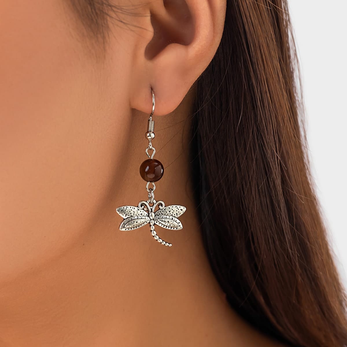 Antique Silver Dragonfly Dangle Earrings - ArtGalleryZen