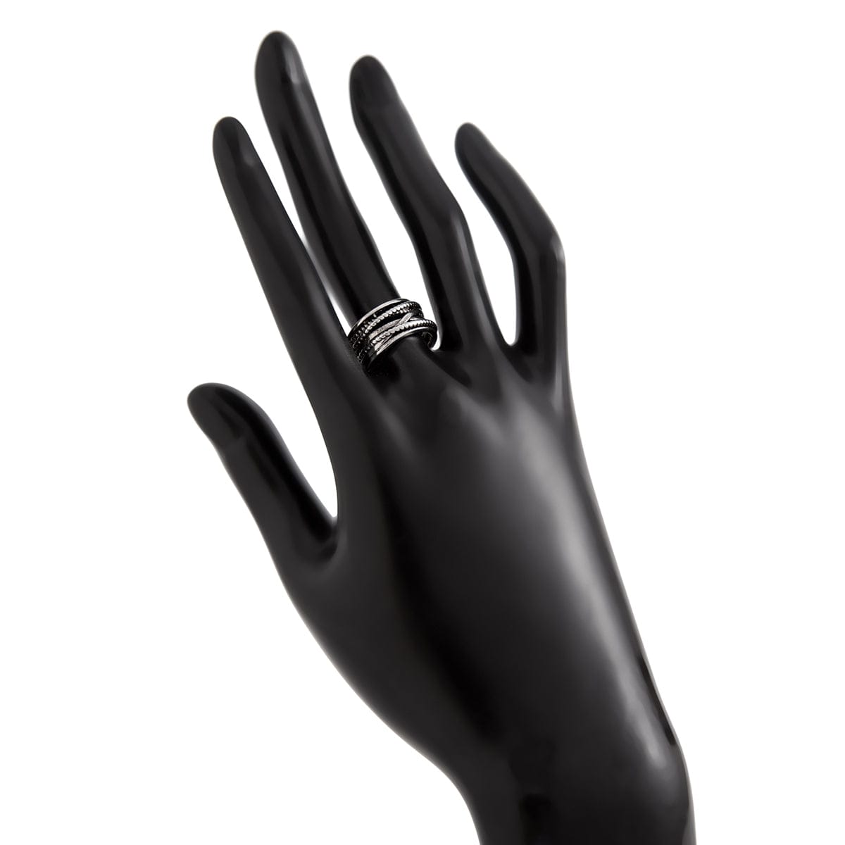 Antique Silver Layered Pattern Open Ring - ArtGalleryZen