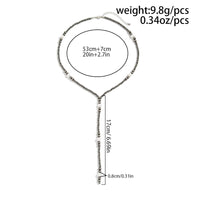 Thumbnail for Antique Silver Pearl Beaded Long Chain Y Necklace - ArtGalleryZen