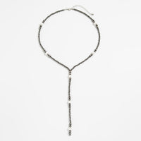 Thumbnail for Antique Silver Pearl Beaded Long Chain Y Necklace - ArtGalleryZen