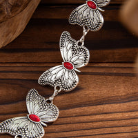 Thumbnail for Antique Silver Plated Red Turquoise Inlaid Butterfly Waist Chain - ArtGalleryZen