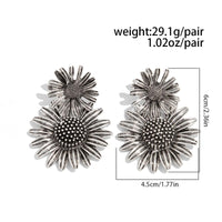Thumbnail for Antique Silver Sunflower Dangle Earrings - ArtGalleryZen