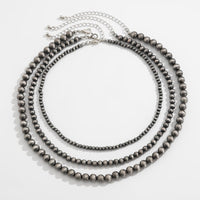 Thumbnail for Antique Silver Tone 3pcs Beaded Chain Stackable Necklace Set - ArtGalleryZen