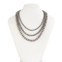 Thumbnail for Antique Silver Tone 3pcs Beaded Chain Stackable Necklace Set - ArtGalleryZen