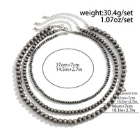 Thumbnail for Antique Silver Tone 3pcs Beaded Chain Stackable Necklace Set - ArtGalleryZen