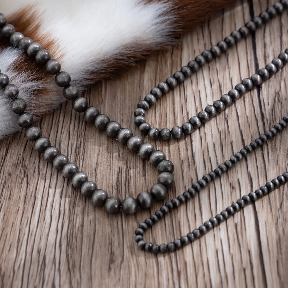 Antique Silver Tone 3pcs Beaded Chain Stackable Necklace Set - ArtGalleryZen