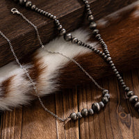 Thumbnail for Antique Silver Tone Layered Beaded Chain Y Necklace Set - ArtGalleryZen