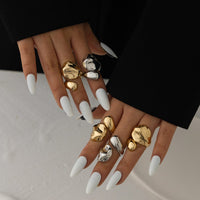 Thumbnail for Asymmetric Gold Silver Tone Waterdrop Open Ring - ArtGalleryZen