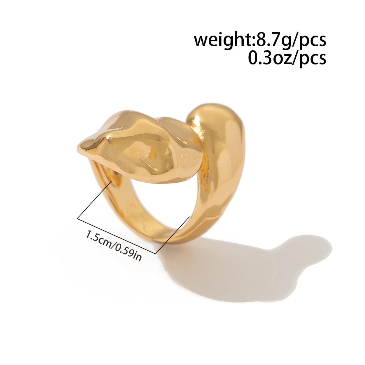Asymmetric Gold Silver Tone Waterdrop Open Ring - ArtGalleryZen