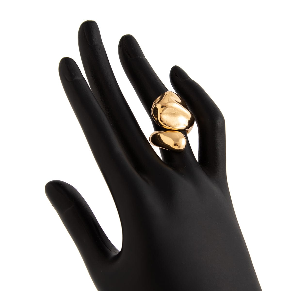 Asymmetric Gold Silver Tone Waterdrop Open Ring - ArtGalleryZen