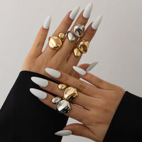 Thumbnail for Asymmetric Gold Silver Tone Waterdrop Open Ring - ArtGalleryZen