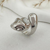 Thumbnail for Asymmetric Gold Silver Tone Waterdrop Open Ring - ArtGalleryZen