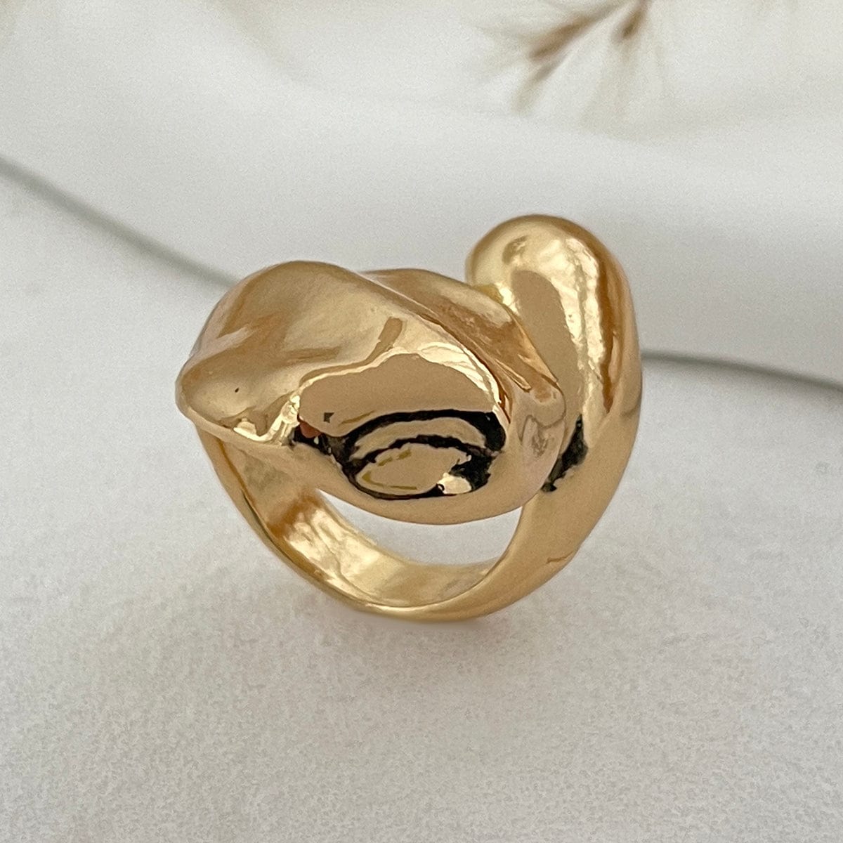 Asymmetric Gold Silver Tone Waterdrop Open Ring - ArtGalleryZen