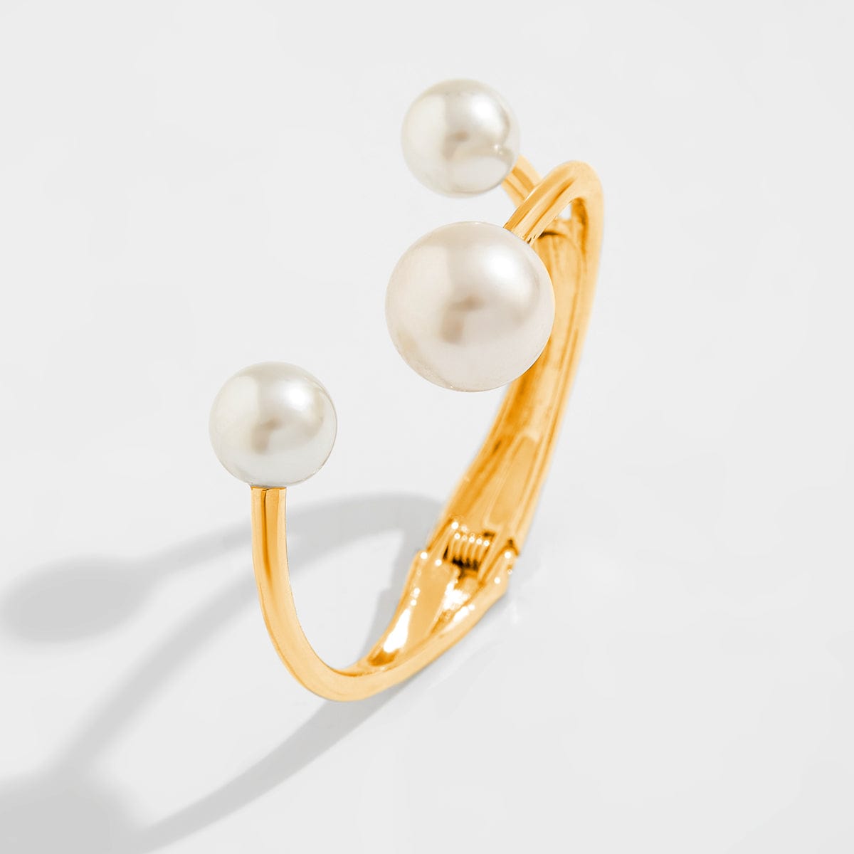 Asymmetrical Baroque Pearl Charm Bangle Bracelet