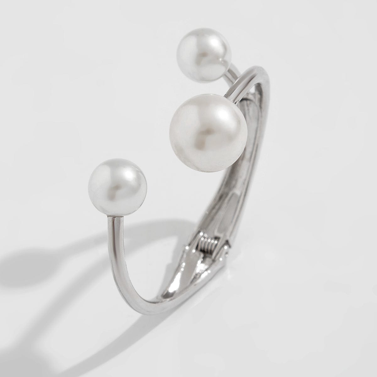 Asymmetrical Baroque Pearl Charm Bangle Bracelet