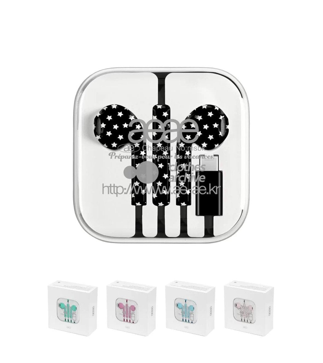Authentic Korean AEAE Polka Dot Wired USB - C Earphones - ArtGalleryZen