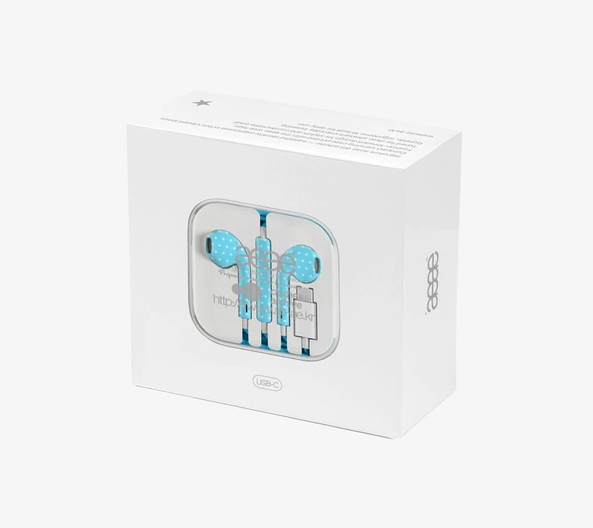 Authentic Korean AEAE Polka Dot Wired USB - C Earphones - ArtGalleryZen