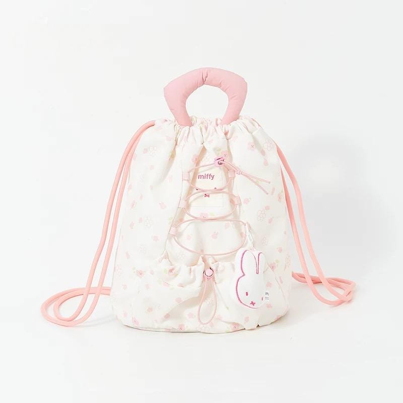Authentic Miffy Cherry Blossoms Drawstring Backpack - ArtGalleryZen
