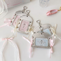 Thumbnail for Ballet Style Ribbon Silver Kpop Keychain Photocard Holder - ArtGalleryZen