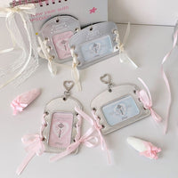 Thumbnail for Ballet Style Ribbon Silver Kpop Keychain Photocard Holder - ArtGalleryZen
