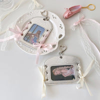 Thumbnail for Ballet Style Ribbon Silver Kpop Keychain Photocard Holder - ArtGalleryZen